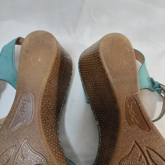 BOC Turquoise Leather Wedge Sandals - Picture 7 of 7